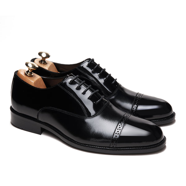Leicester Cap Semi Brogue Glossy with Satin